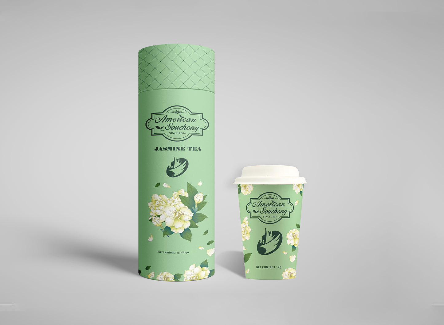 Jasmine Tea leaves in the cup with lid