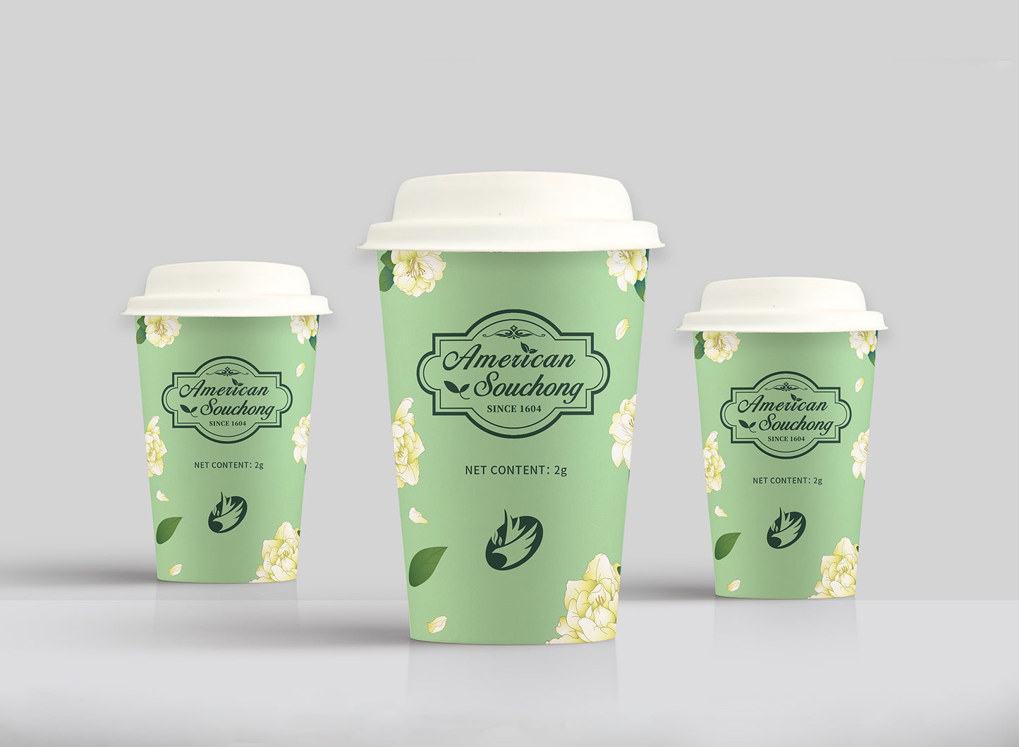 Jasmine Tea leaves in the cup with lid